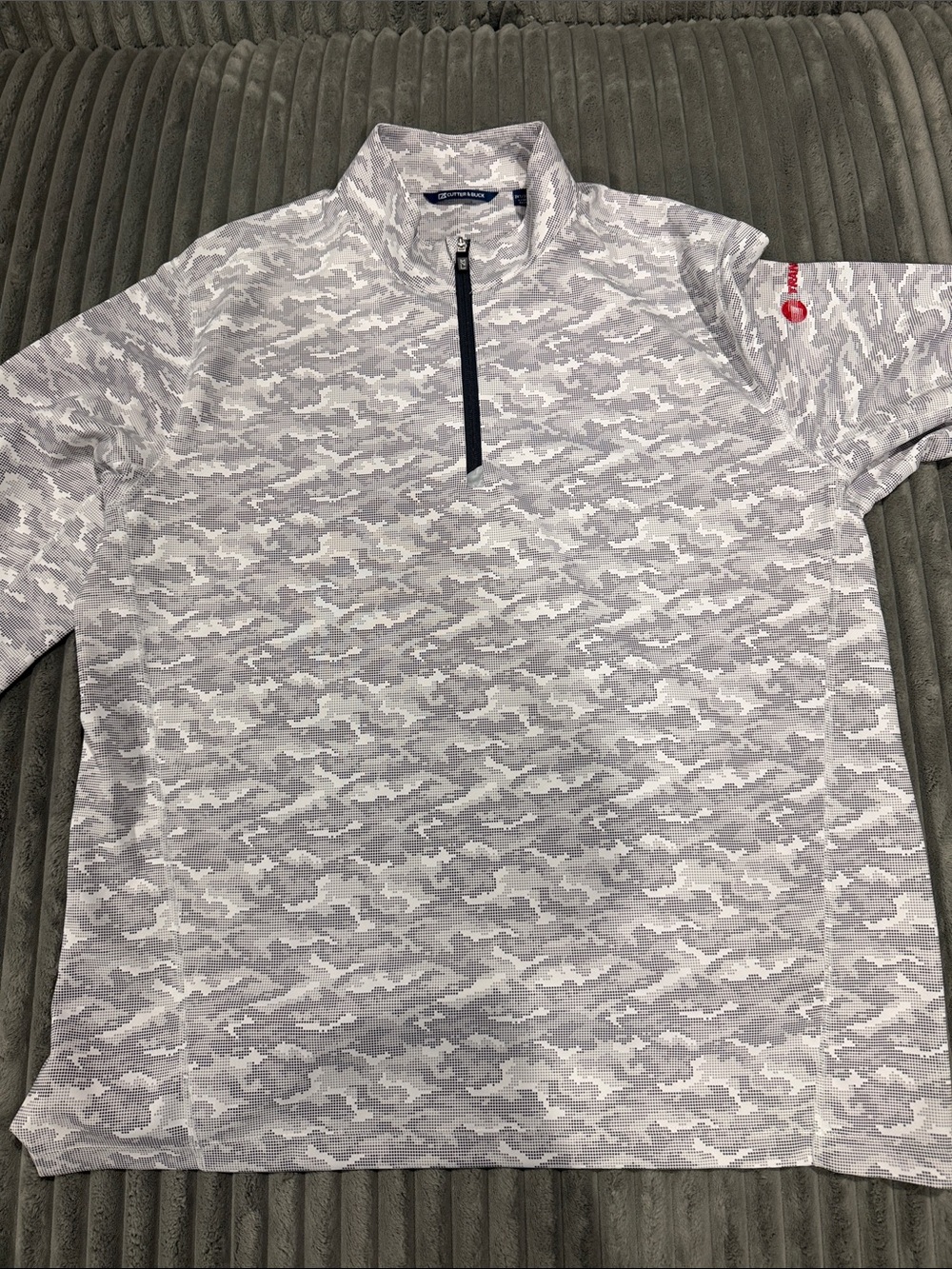 Cutter & Buck Men’s Light Gray Camouflage Quarter-Zip Performance Polo